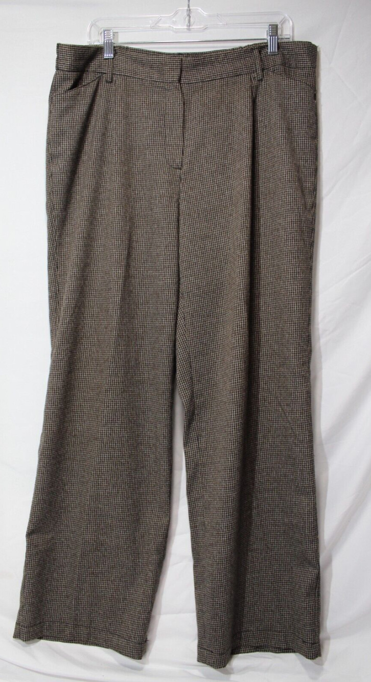 Lifestyle Attitude by Larry Levine Women's 16W Brown Houndstooth Straight Leg